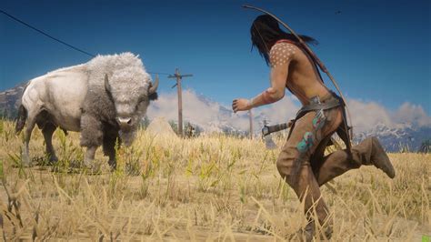 Native American Hunting Legendary White Bison In Red Dead Redemption 2