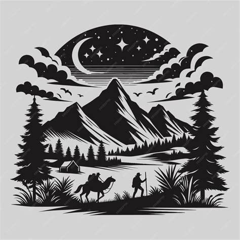 Premium Vector | Forest Silhouette Landscape SVG Outdoor SVG Adventure ...