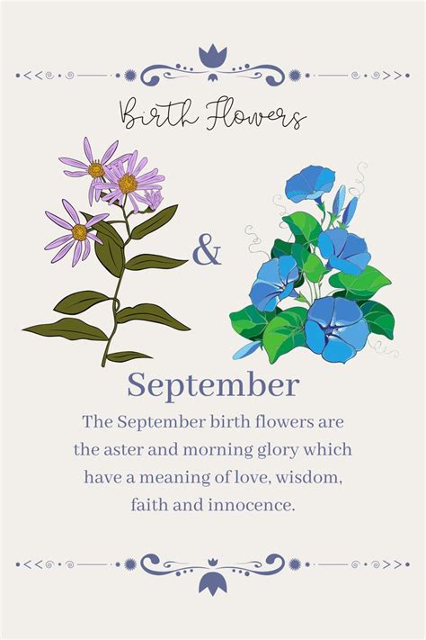 a blue and purple flower with the words, birth flowers and an ...