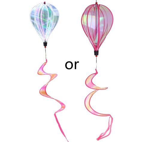 JZROCKER Hot Air Balloon Wind Spinner Colorful Sequins Striped Hanging