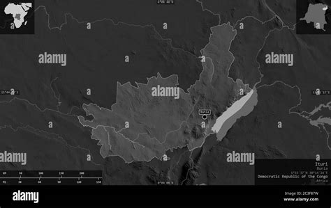 Ituri Province Of Democratic Republic Of The Congo Grayscaled Map With Lakes And Rivers Shape