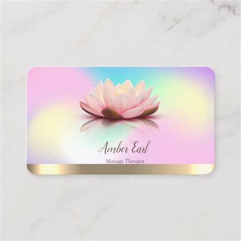 Gold Lotus Ombre Holographic Yoga Instructor Business Card Zazzle