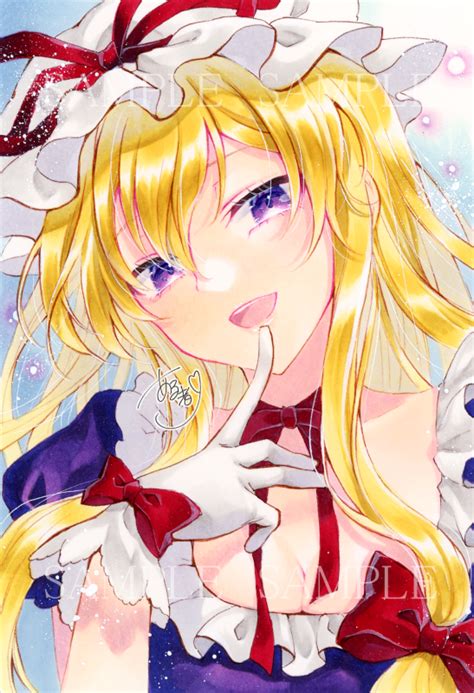 Alto2019 Yakumo Yukari Touhou 1girl Blonde Hair Breasts Cleavage Dress Gloves Hair