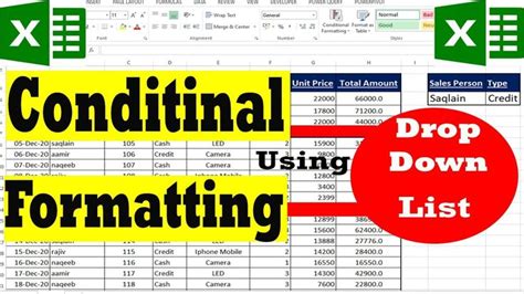 Conditional Formatting Using Drop Down List in Excel by learning Center ... | Learning centers ...