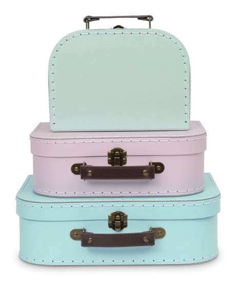 Jewelkeeper Paperboard Suitcases Set Of 3 Nesting Storage T Boxes