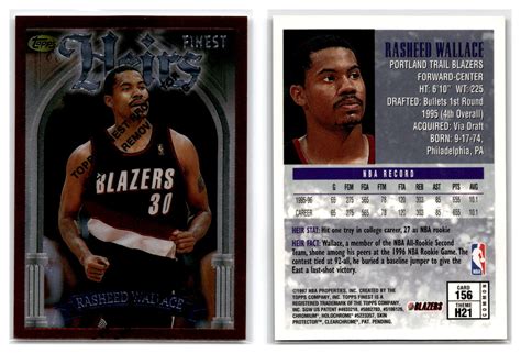 Topps Finest Rasheed Wallace Portland Trail Blazers Ebay