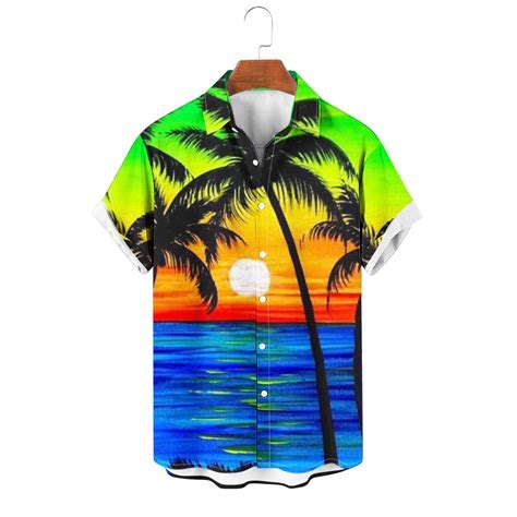 Poteti Summer Shirts For Men Hawaii Plus Size Beach Tropical Short