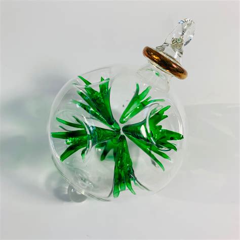 Blown Glass Ornament Green Blossoms
