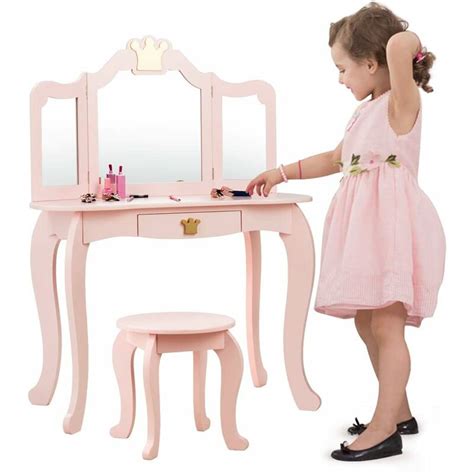 Set Toeletta Per Bambini In Set Tavolo Da Trucco In Legno Per