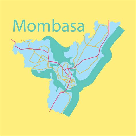 Flat Line Art Design Mombasa City Map Vector Eps Ai Uidownload