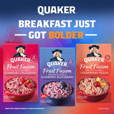 Quaker Instant Oatmeal Fruit Fusion 3 Flavor Variety Pack 1 41oz Packets