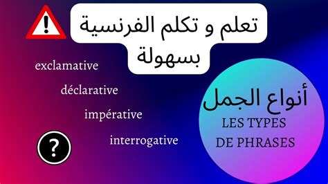 تعلم و تكلم الفرنسية بسهولة أنواع الجمل بالفرنسية Les Types De Phrases