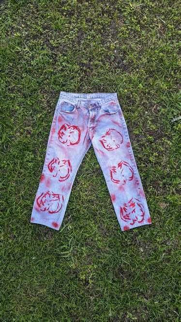 Custom Bougainvillea Red Splatter Pants Gem