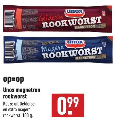 Unox Magnetron Rookworst 100g Aanbieding Bij ALDI