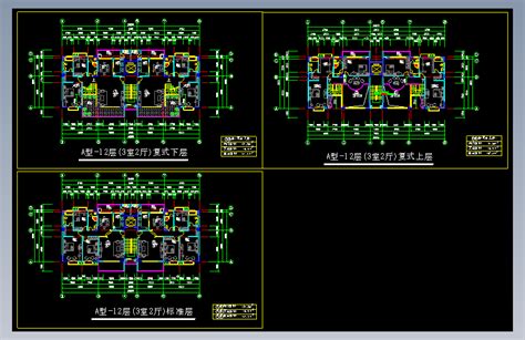 一梯二户高层户型图autocad 2000模型图纸下载 懒石网