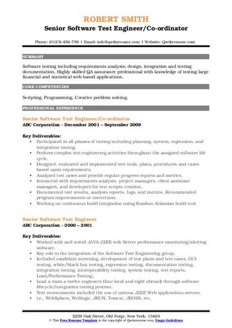 Senior Software Test Engineer Resume Samples QwikResume