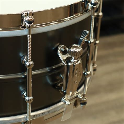 Ludwig 6 5x14 Satin Deluxe Snare Drum Satin Black Over Brass Tube