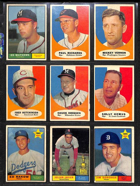 Lot Detail Lot Of 72 1961 Topps Baseball Cards With Eddie Mathews