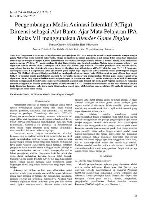 Pdf Pengembangan Media Animasi Interaktif 3 Tiga Dimensi Sebagai