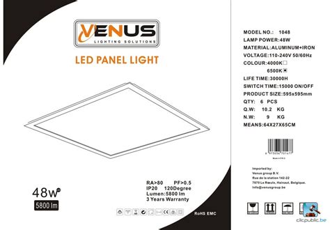 36 X LED Panel Einbauleuchte 48W 6500K 60x60 Backlight