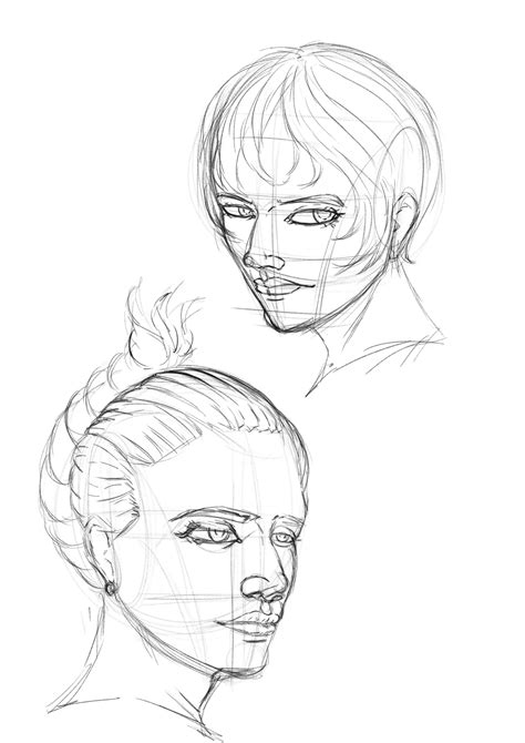 some sketches on facial structure and female features : r/krita