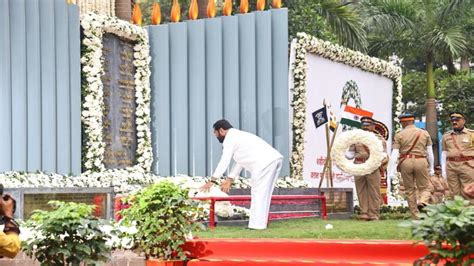 In Pics Maha Guv Cm Shinde Dy Cm Fadnavis Pay Tributes To Policemen