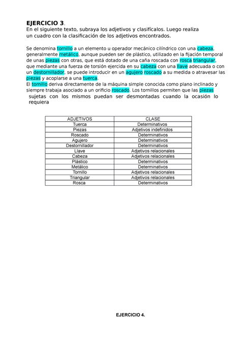 Subraya Y Haz Una Lista De Adjetivos Y Verbos Que Se Encuentran En La