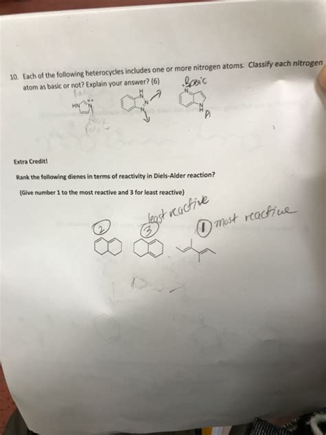 Solved 10 Each Of The Following Heterocycles Includes One Chegg