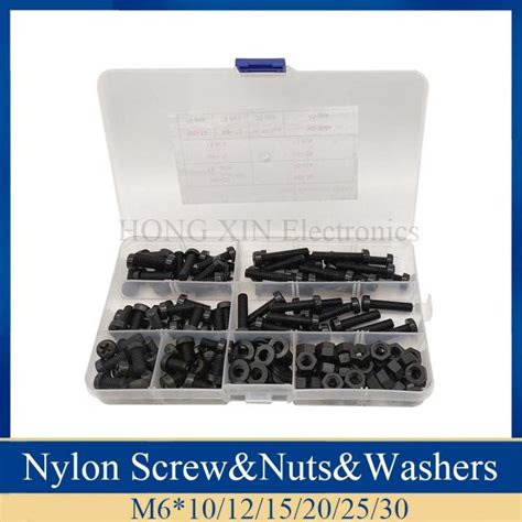 LWF HOT Pcs M Stand Off Nylon Screws Bolt Nuts Assortment Kit Fastener Black Nylon Screw