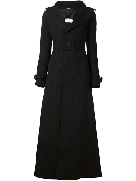 Maison Margiela Black Wool Flared Trench Coat Avenuesixty