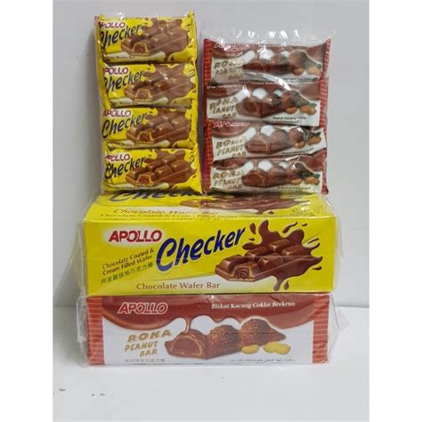 Apollo Checker Chocolate Wafer Bar Apollo Roka Peanut Bar Shopee