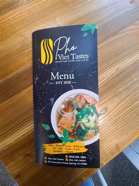 Menu At Pho Viet Tastes Restaurant Spring