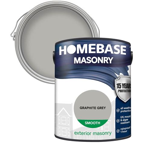 Homebase Smooth Masonry Paint - Graphite Grey 5L | Homebase