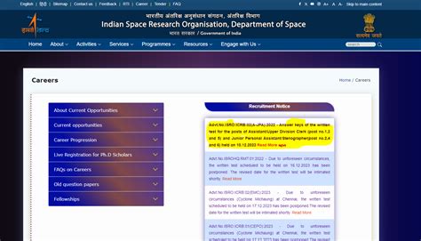 Isro Answer Key Out For Assistant And Other Posts