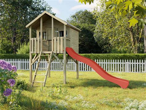 Cabane De Jardin Sur Pilotis Big House Kdi Incl Toboggan Rouge