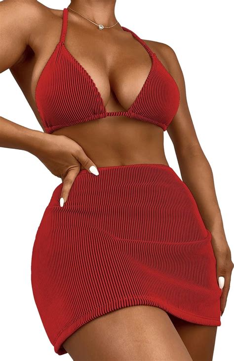 Womens Piece Zebra Striped Bikini Swimsuit Set Beach Skirt Set Bathing Suit Swimwear And