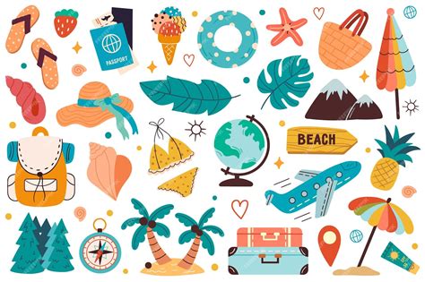 Premium Vector Travel Design Elements Set Tourism Holiday Vacations