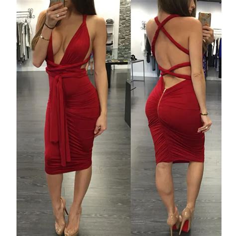 Sexy Red Dress Bandage Dresses Sexy Club Dress Backless Bodycon Night Club Wear Party Dress