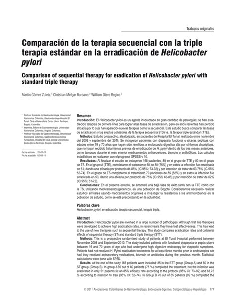 Comparaci N De La Terapia Secuencial Con La Triple Terapia Est Ndar En