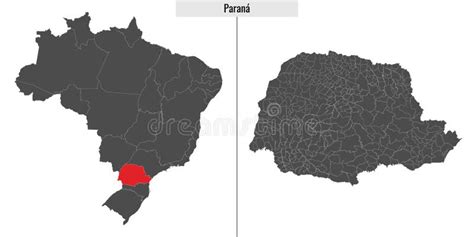 Map of Parana State of Brazil Stock Vector - Illustration of famous ...