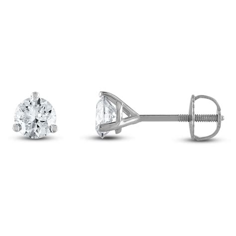 Certified Diamond Solitaire Earrings 3 4 Ct Tw Round 18k White Gold Si2 I Jared