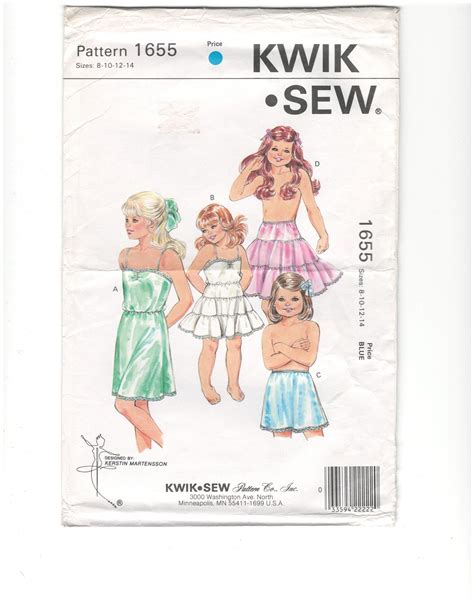 Vintage Kwik Sew Sewing Pattern Girls Full And Half Slips Sizes