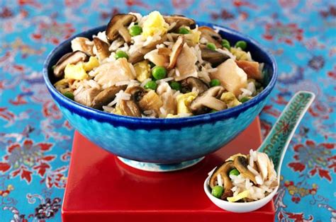 Salmon And Mushroom Egg Fried Rice Chinese Recipes Goodtoknow