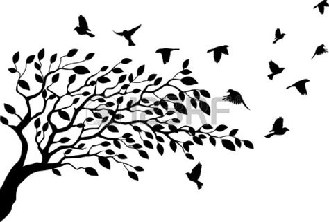 Illustration De L Arbre Et La Silhouette D Oiseau Vogel Silhouette