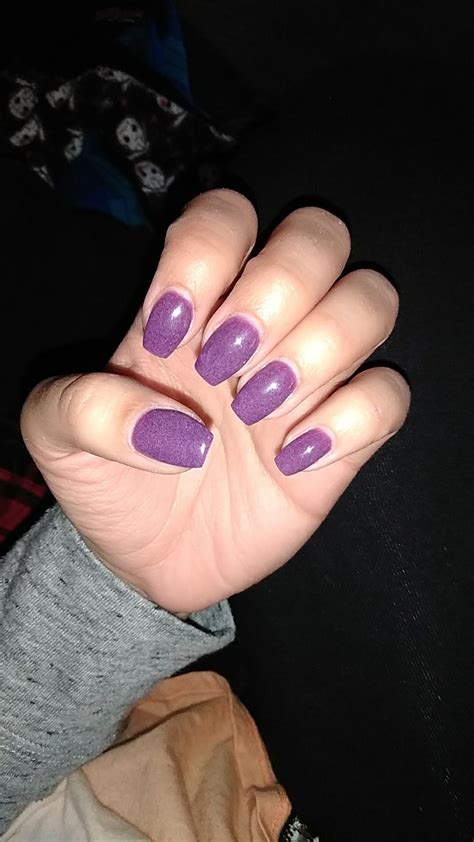 Short Purple Coffin Shaped Nails On Natural Nails 😍💜💜💜 Coffin Shape