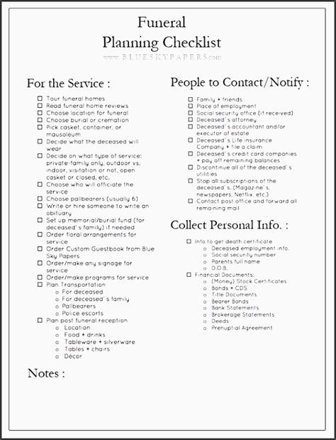 5+ Funeral Planning Checklist Sample - SampleTemplatess - SampleTemplatess