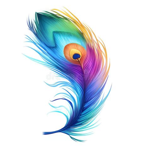 Beautiful Colorful Peacocks Feather Clipart Illustration Stock