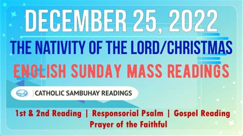 25 December 2022 English Sunday Mass Readings The Nativity Of The Lord Christmas Youtube