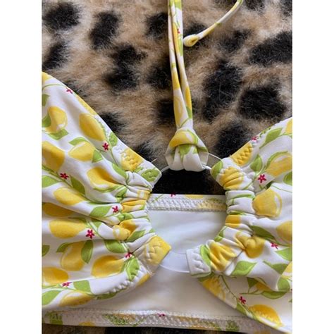 SOLID STRIPED Swim New Rare Solid Striped The Tati Halter Lemon Bikini Set Poshmark