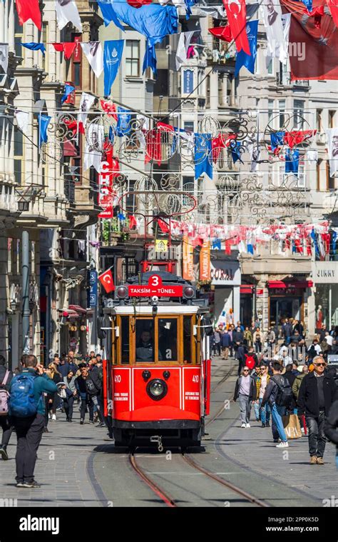 Istanbul nostalgic tramway Istiklal Avenue İstiklal Caddesi